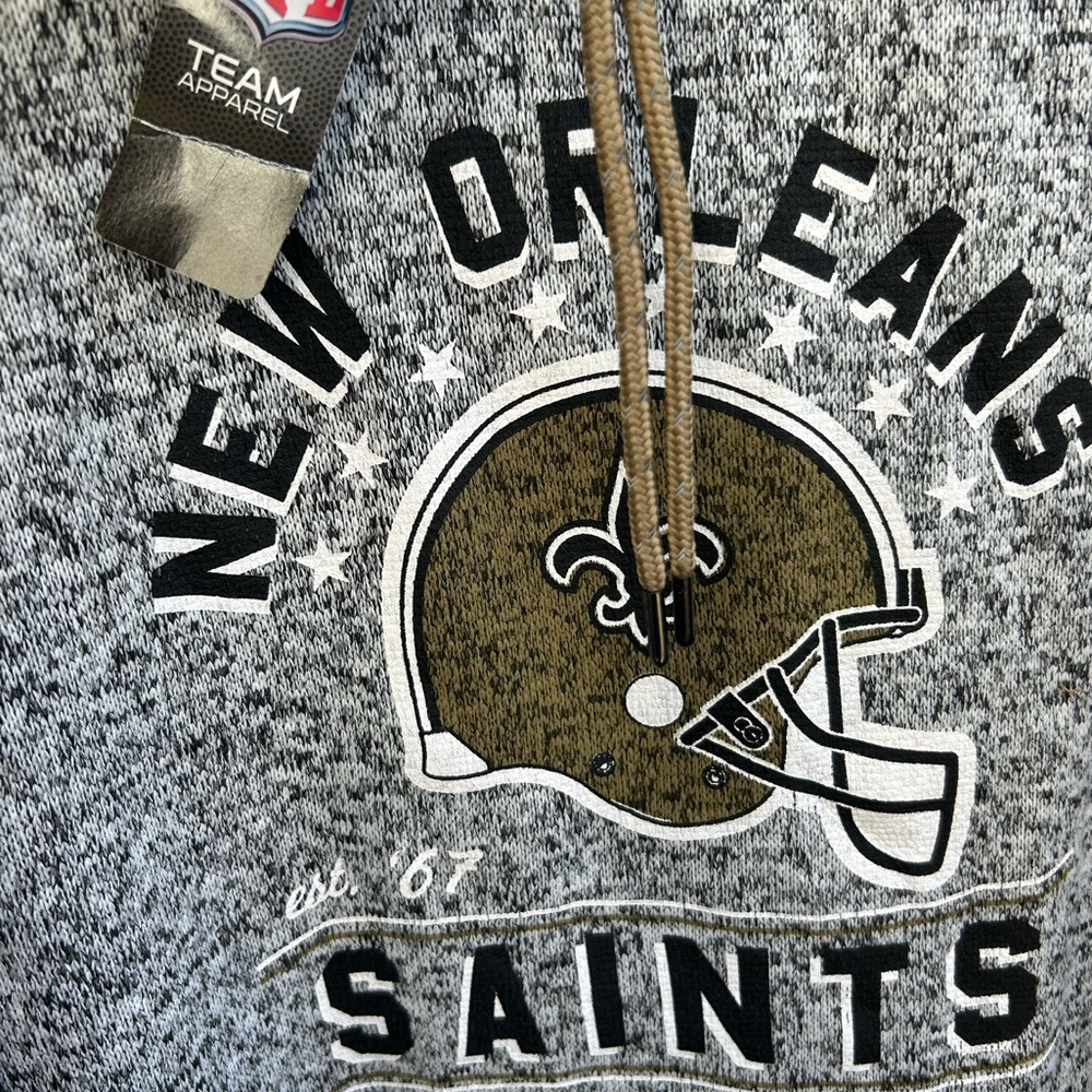 NWT NFL Team Apparel New Orleans Saints 2-Tone Gray Long Sleeve Hooded XXL Shirt - Picture 5 of 5
